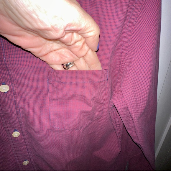 Men's J. Crew Slim Fit Cotton Button Down Dark Pink and Blue Shirt - Large - Picture 3 of 6